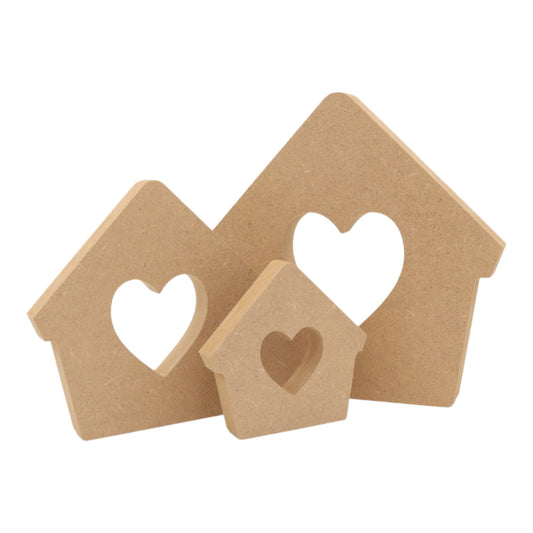 MDF Freestanding Bird House with Heart Cut out Shape
